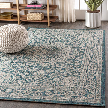 Sinjuri Medallion Textured Weave Indoor/outdoor Area Rug